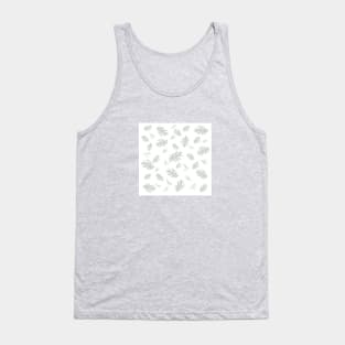 Autumn fall tropical palm leaves pattern gray on white Tank Top